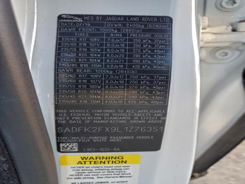 JAGUAR ETYPE 2020 VIN SADFK2FX9L1Z76351