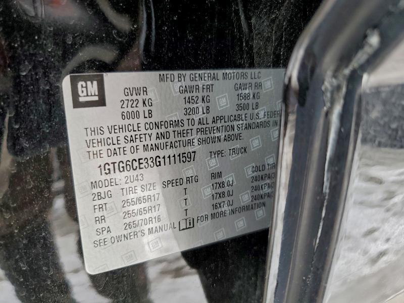 GMC CANYON 2016 VIN 1GTG6CE33G1111597