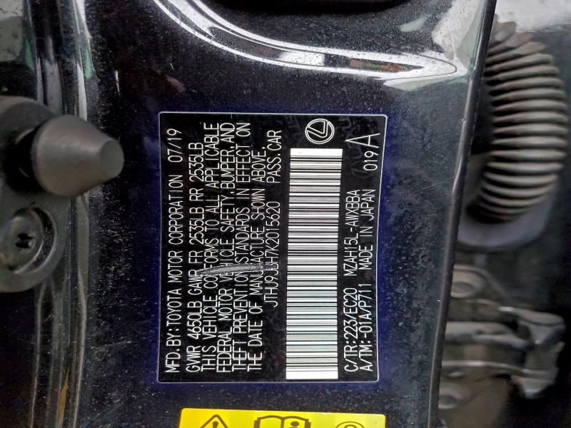 LEXUS UX 250H 2019 VIN JTHU9JBH7K2015620