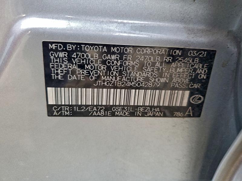 LEXUS IS 350 F S 2021 VIN JTHGZ1B24M5042879