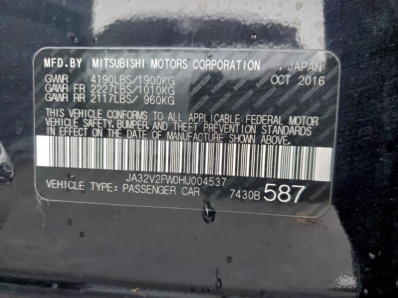 MITSUBISHI LANCER 2017 VIN JA32V2FW0HU004537