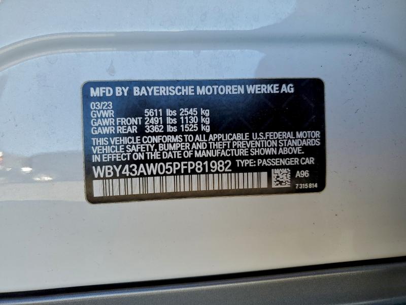 BMW I4 EDRIVE 2023 VIN WBY43AW05PFP81982