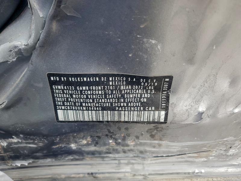 VOLKSWAGEN JETTA 2019 VIN 3VWCB7BUXKM194940