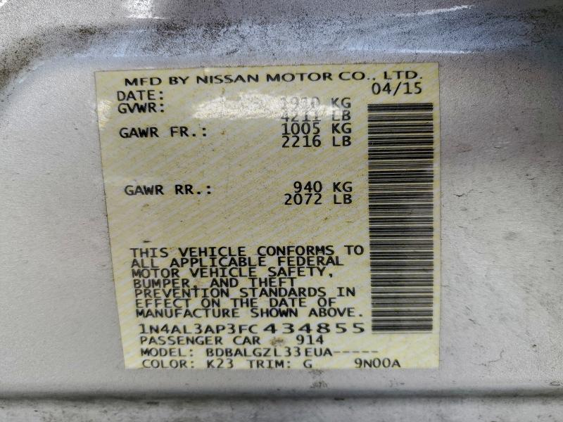 NISSAN ALTIMA 2015 VIN 1N4AL3AP3FC434855