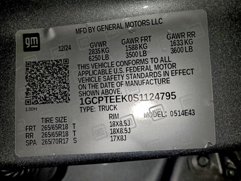 CHEVROLET COLORADO T 2025 VIN 1GCPTEEK0S1124795