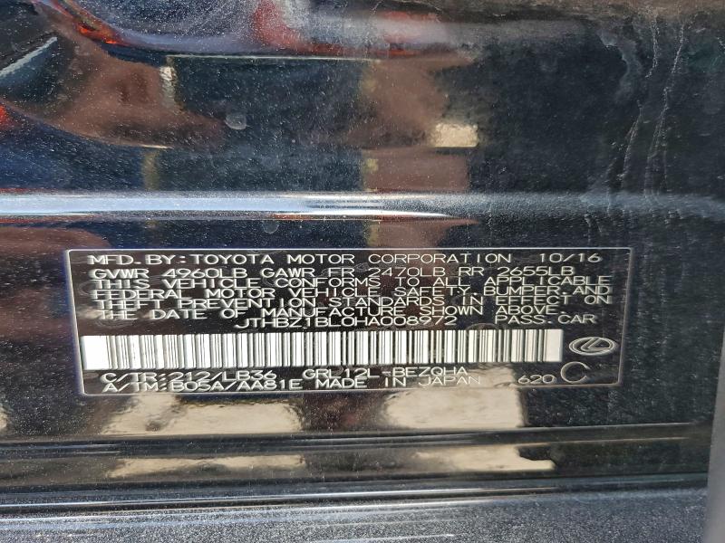 LEXUS GS350 2017 VIN JTHBZ1BL0HA008972