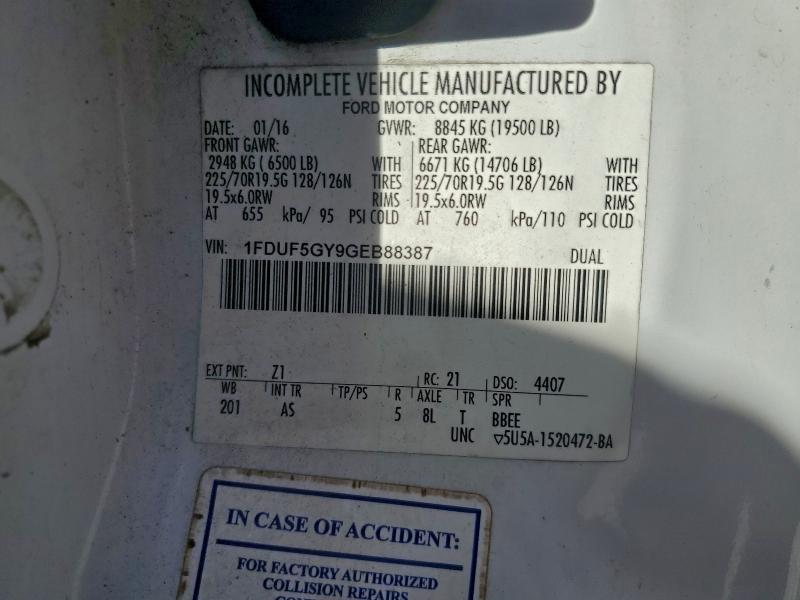 FORD F550 2016 VIN 1FDUF5GY9GEB88387
