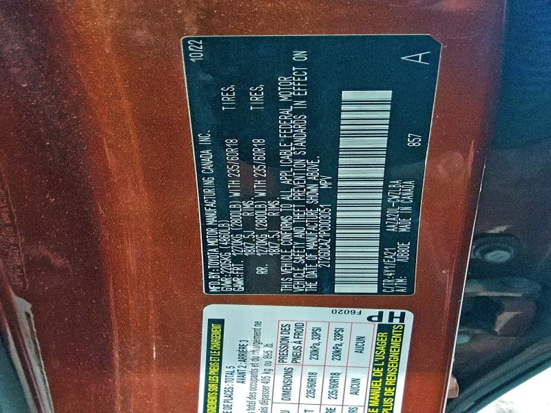 LEXUS NX 250 2023 VIN 2T2GDCAZ1PC003051