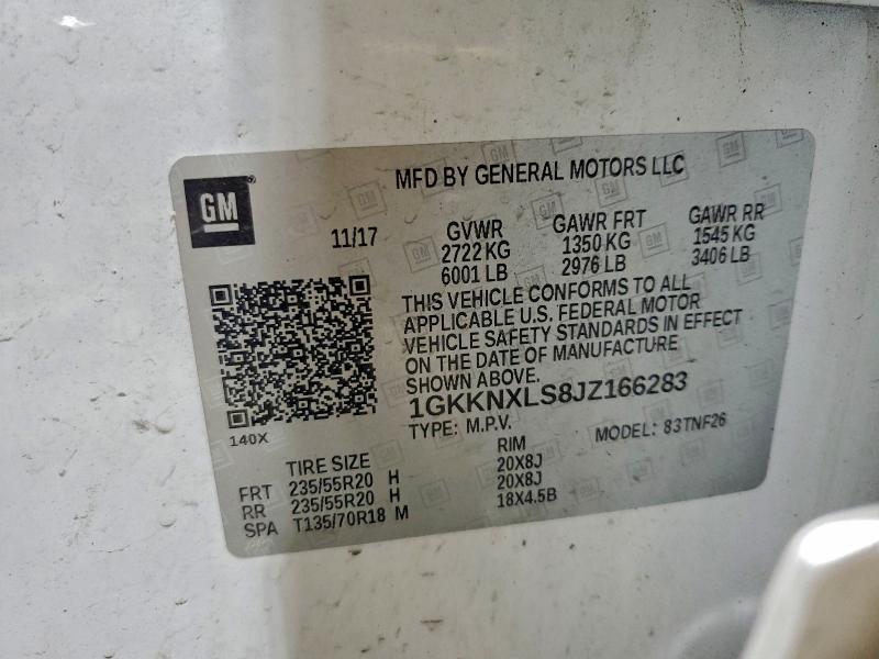 GMC ACADIA DEN 2018 VIN 1GKKNXLS8JZ166283