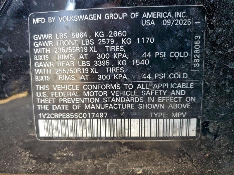 VOLKSWAGEN ID.4 PRO 2025 VIN 1V2CRPE85SC017497