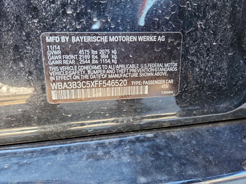 BMW 3 SERIES 2015 VIN WBA3B3C5XFF546520