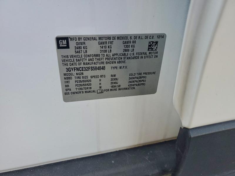 CADILLAC SRX 2015 VIN 3GYFNCE32FS584848