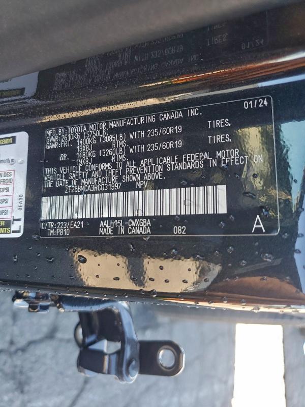 LEXUS RX 350H BA 2024 VIN 2T2BBMCA3RC031997