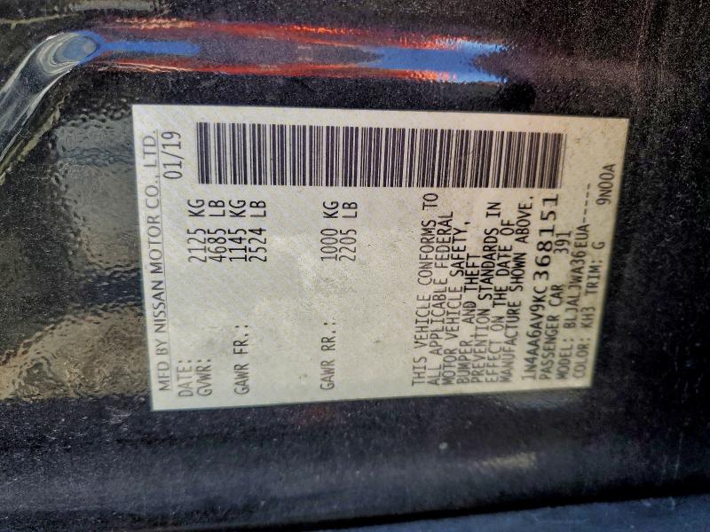 NISSAN MAXIMA 2019 VIN 1N4AA6AV9KC368151