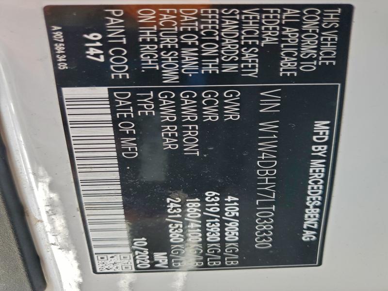 MERCEDES-BENZ SPRINTER 2020 VIN W1W4DBHY7LT038330