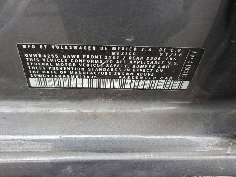 VOLKSWAGEN GOLF 2016 VIN 3VWC17AUXGM517606
