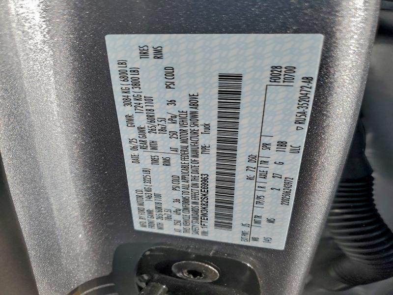 FORD All Models 2025 VIN 1FTEW3K82SKE69963