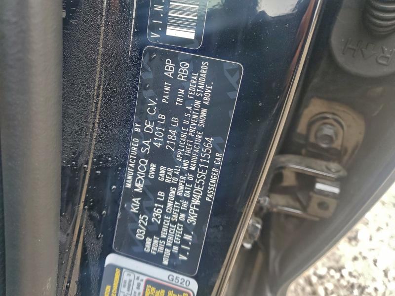 KIA K4 GT LINE 2025 VIN 3KPFW4DE5SE115564