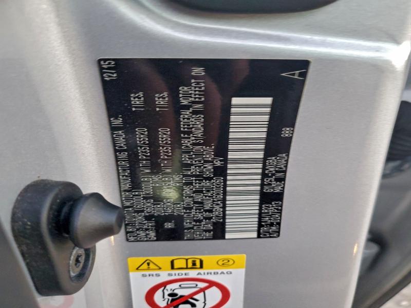 LEXUS RX450 2016 VIN 2T2BGMCA1GC003260