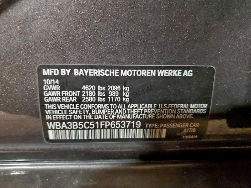 BMW 3 SERIES 2015 VIN WBA3B5C51FP653719
