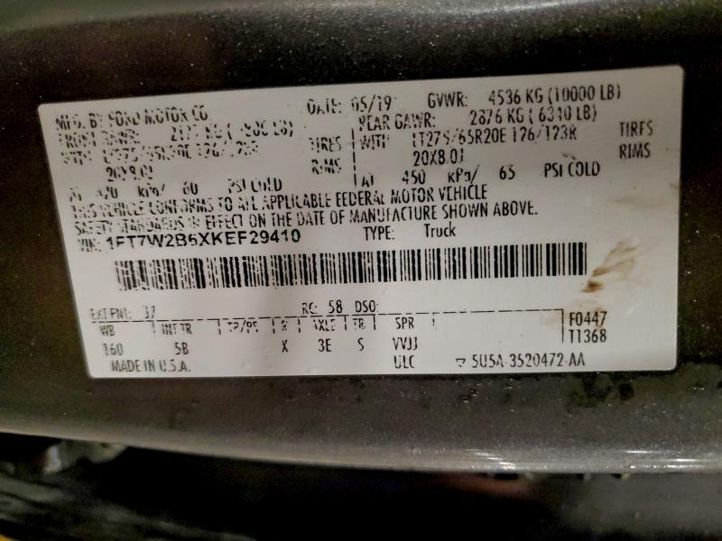 FORD F250 2019 VIN 1FT7W2B6XKEF29410