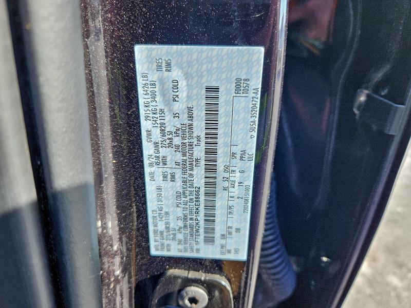 FORD F150 STX 2024 VIN 1FTEW2KP1RKE88662