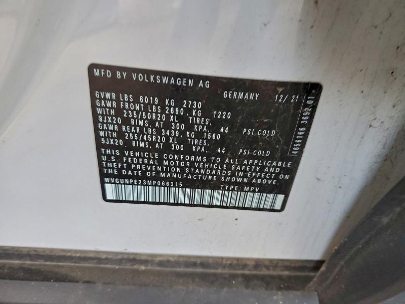 VOLKSWAGEN ID.4 PRO S 2021 VIN WVGUNPE23MP066315