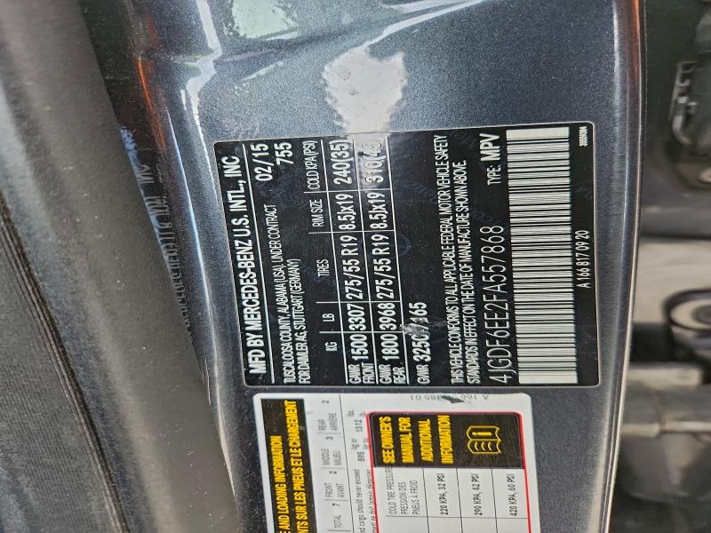 MERCEDES-BENZ GL-CLASS 2015 VIN 4JGDF6EE2FA557868