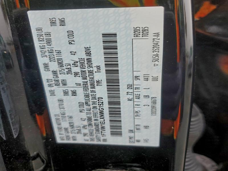 FORD F150 LIGHT 2022 VIN 1FTVW1ELXNWG15270