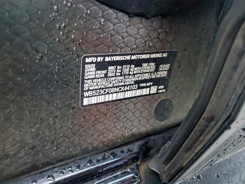 BMW IX XDRIVE5 2022 VIN WB523CF08NCK44103