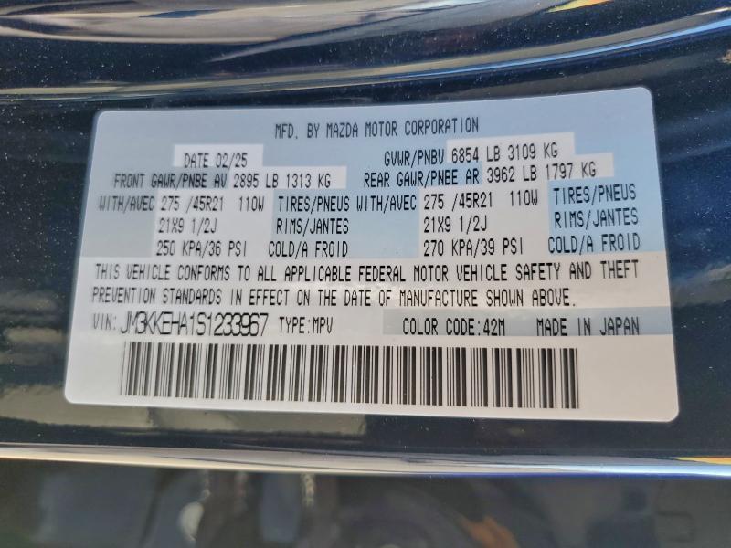 MAZDA CX-90 2025 VIN JM3KKEHA1S1233967