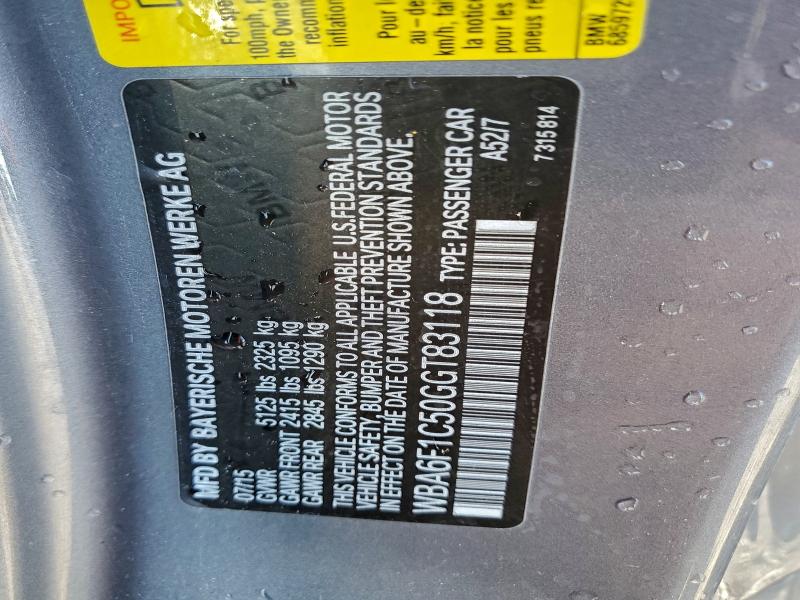 BMW 6 SERIES 2016 VIN WBA6F1C50GGT83118