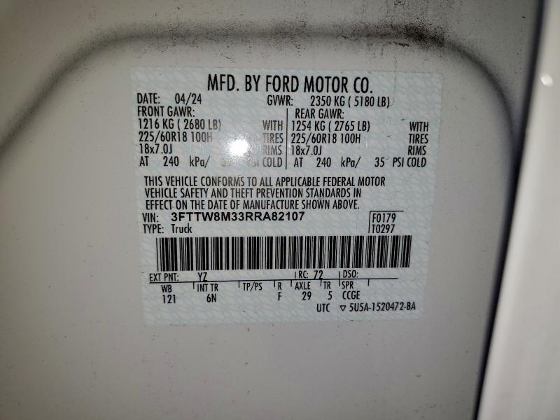 FORD MAVERICK L 2024 VIN 3FTTW8M33RRA82107