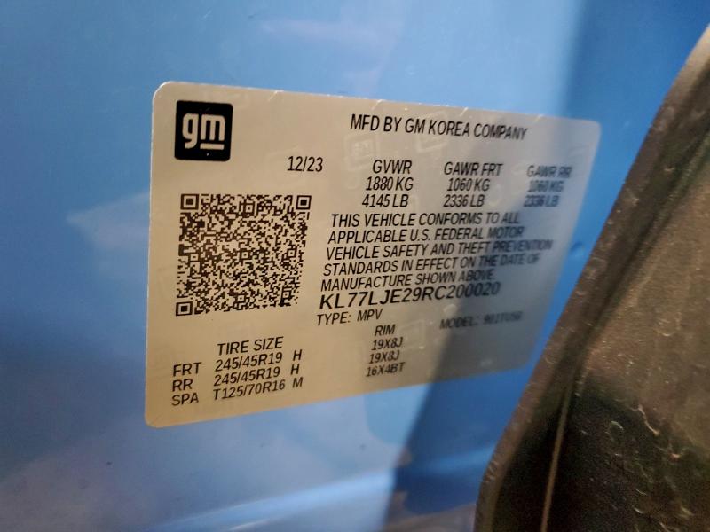 CHEVROLET TRAX 2RS 2024 VIN KL77LJE29RC200020