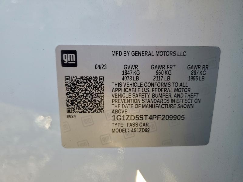 CHEVROLET MALIBU 2023 VIN 1G1ZD5ST4PF209905