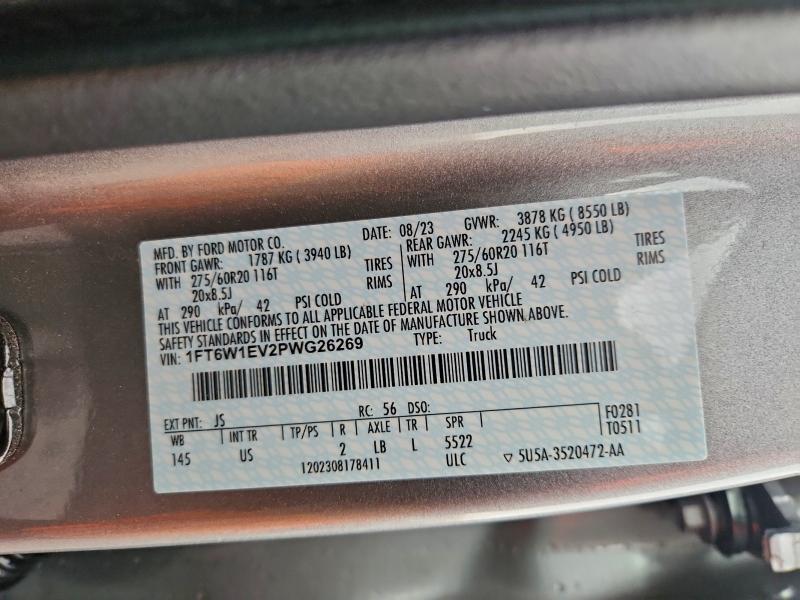 FORD F150 LIGHT 2023 VIN 1FT6W1EV2PWG26269