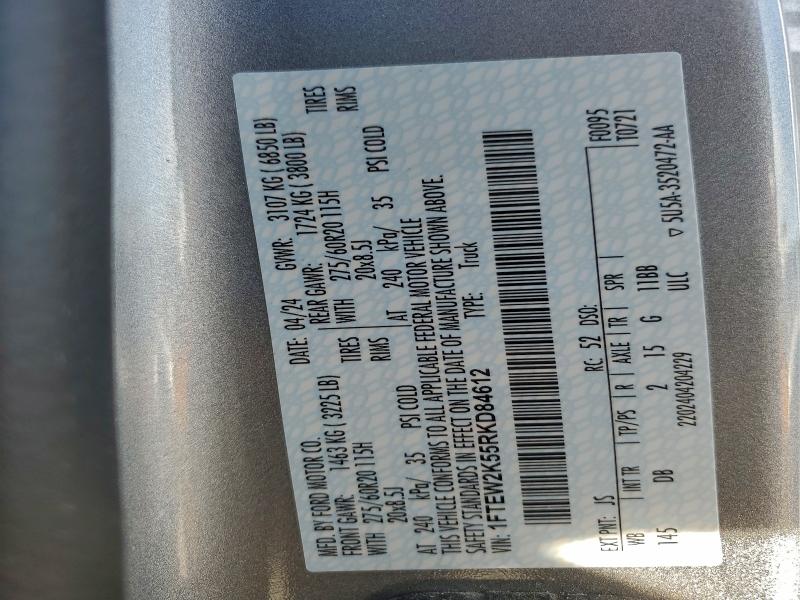 FORD F150 STX 2024 VIN 1FTEW2K55RKD84612