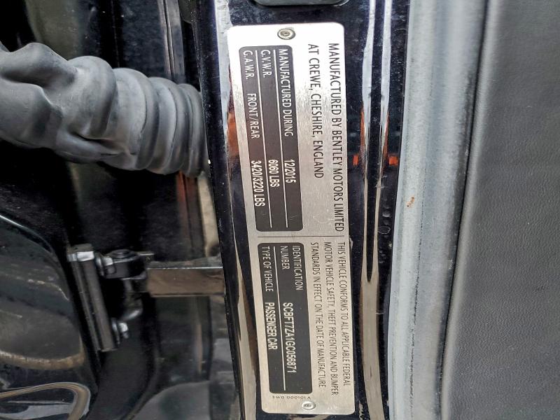 BENTLEY CONTINENTA 2016 VIN SCBFT7ZA1GC056871