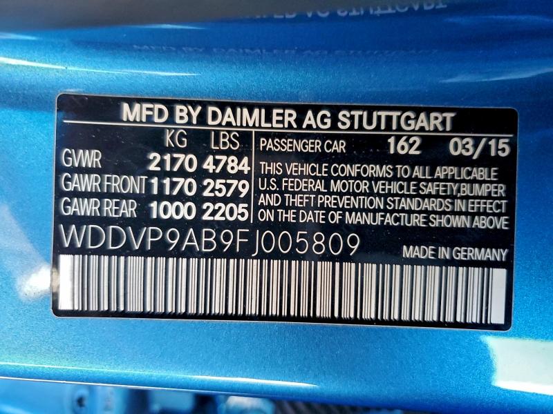MERCEDES-BENZ B-CLASS 2015 VIN WDDVP9AB9FJ005809