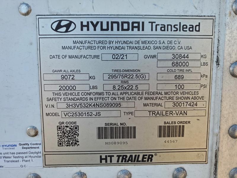 HYUNDAI TRAILER 2022 VIN 3H3V532K4NS089095