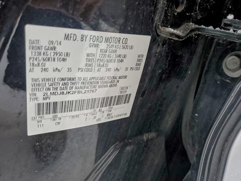 LINCOLN MKX 2015 VIN 2LMDJ8JK2FBL21767