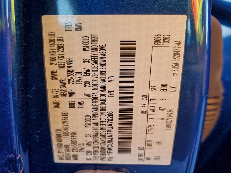 FORD ESCAPE PLA 2023 VIN 1FMCU9JA7PUA70266