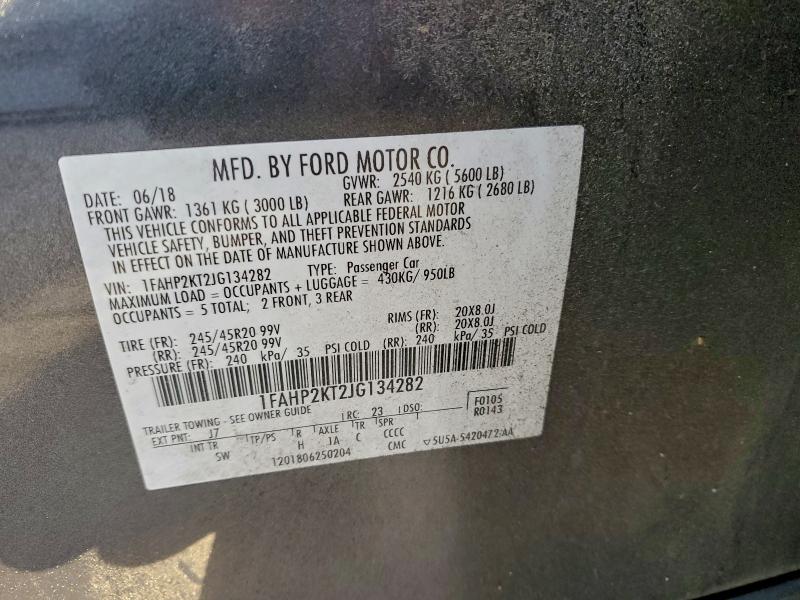 FORD TAURUS 2018 VIN 1FAHP2KT2JG134282