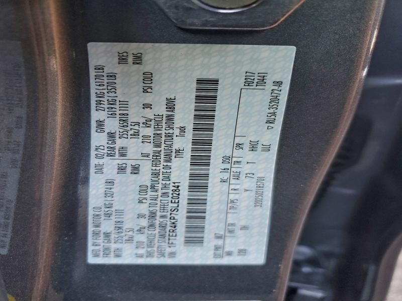 FORD RANGER LAR 2025 VIN 1FTER4KP7SLE02841