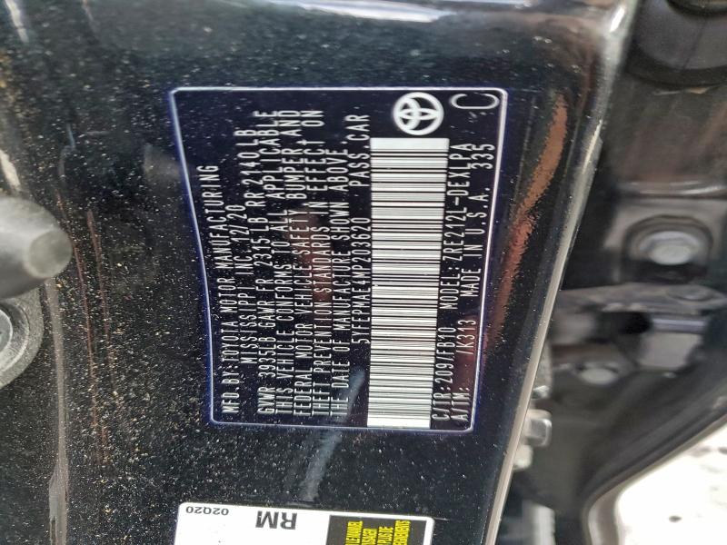 TOYOTA COROLLA 2021 VIN 5YFEPMAE4MP203620