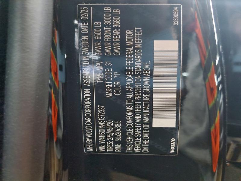 VOLVO XC90 CORE 2025 VIN YV4H60PA4S1372337