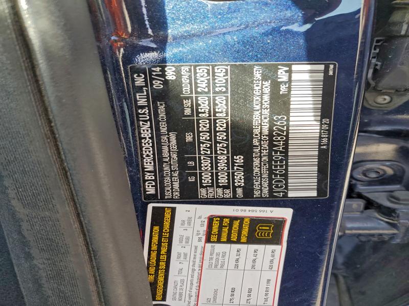 MERCEDES-BENZ GL-CLASS 2015 VIN 4JGDF6EE9FA482263