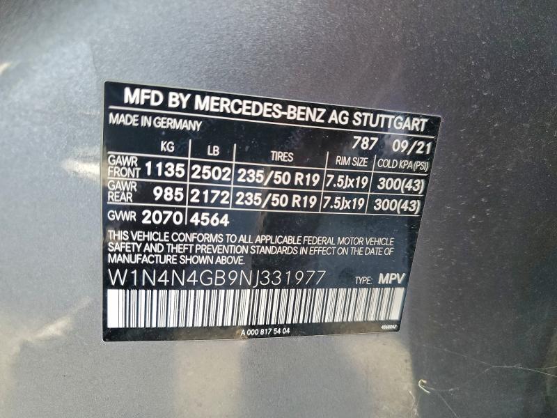 MERCEDES-BENZ GLA-CLASS 2022 VIN W1N4N4GB9NJ331977