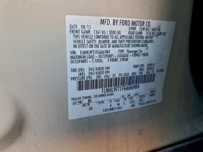 LINCOLN MKS 2015 VIN 1LNHL9FT1FG606984