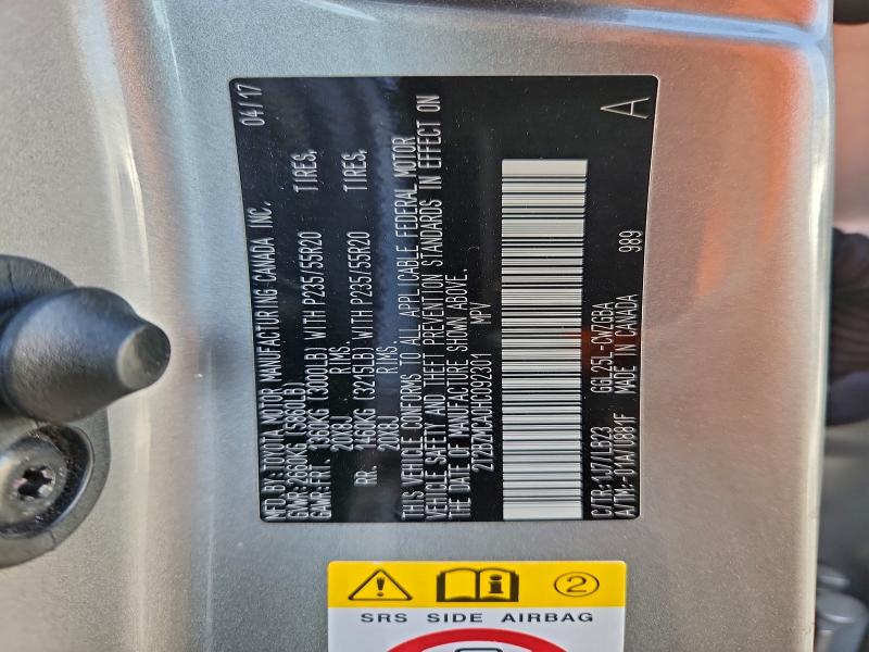 LEXUS RX350 2017 VIN 2T2BZMCA0HC092301